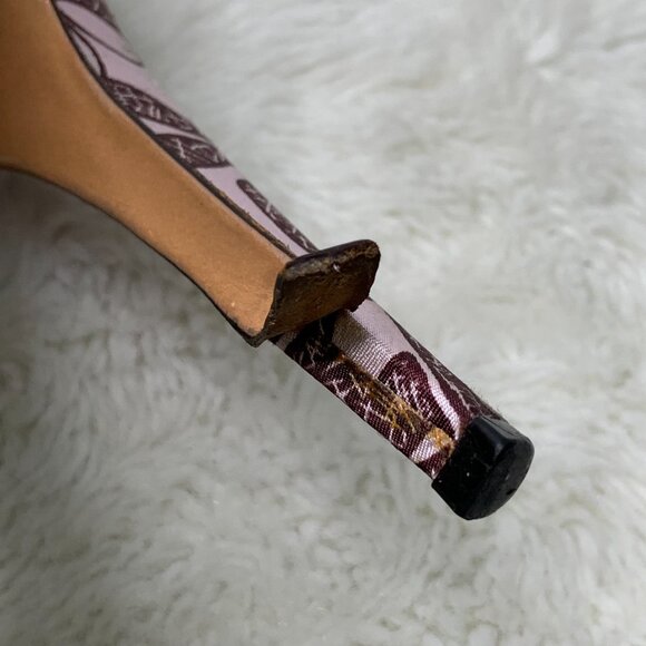 Miu Miu Women's Purple Leather Ankle Strap Floral Ribbon Heels Size 39 - Picture 11 of 14